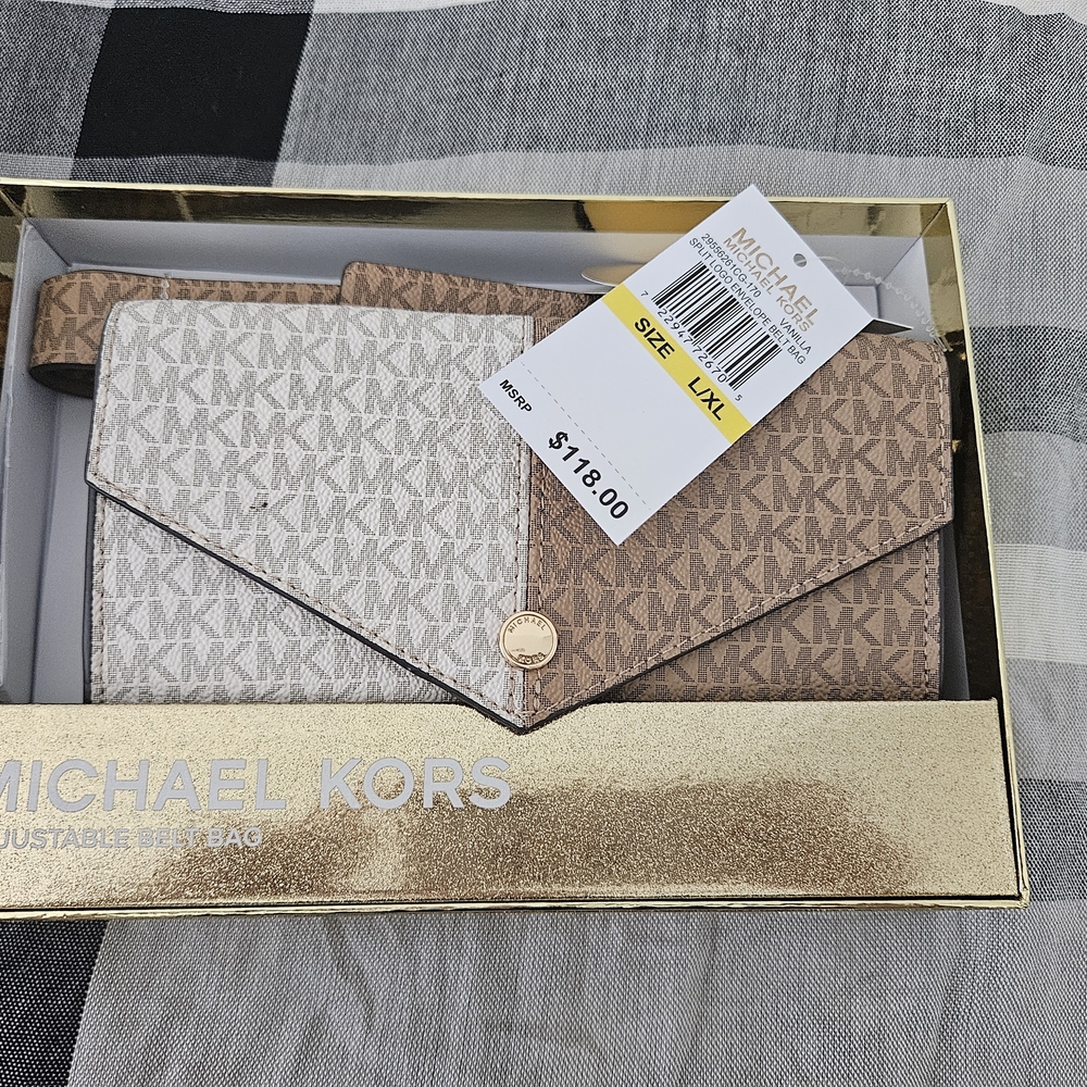 Michael Kors Tan Monogram Clutch